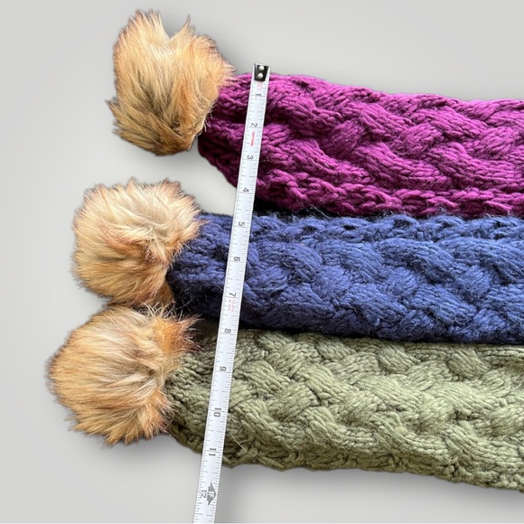 Bundle/3 Scarves Scarf Pom Pom Lot/3 - Picture 3 of 16